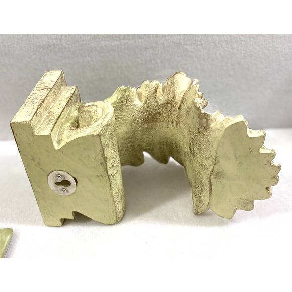 Two Light Green Gold Rod Swag Curtain Holders Scarf Corbels Leaf Design Decor - Picture 8 of 11